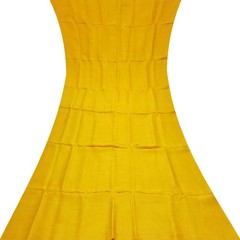 Vintage Mustard 100% Pure Silk Handloom Sari Remnant 5YD Craft Fabric Silk Scrap