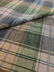 2.25yd Designtex Plaid Hummingbird Green Yellow & Brown Upholstery Fabric