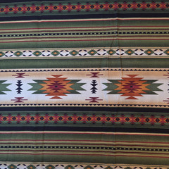 Cotton Fabric Southwestern Stripes Native American Aztec Green Orange Half Yard