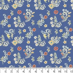 David Textiles Blue Floral Scroll Fabric – 1 Yard Cut (36″x44″) 100% Cotton
