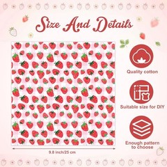 30 Pcs 9.5×9.5 Inch Floral Quilting Cotton Fabric Squares Strawberry Pink