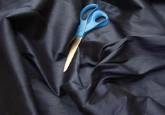 Navy Shantung Dupioni Faux Silk Fabric Per Yard 60 Inches, Black