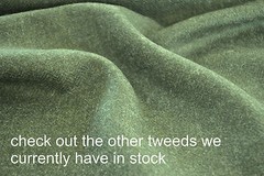 Tweed material by the metre or yard in plain black with Herringbone pattern