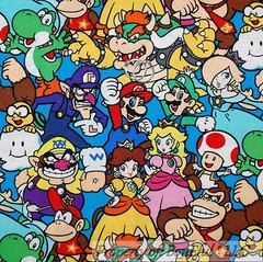 BonEful Fabric FQ Cotton Quilt Super Mario Brothers Nintendo Hero Game Boy Color