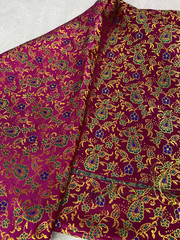 Multicolor Floral Paisley Brocade Fabric Pink 45″ x 108″ Thai ? VIDEO
