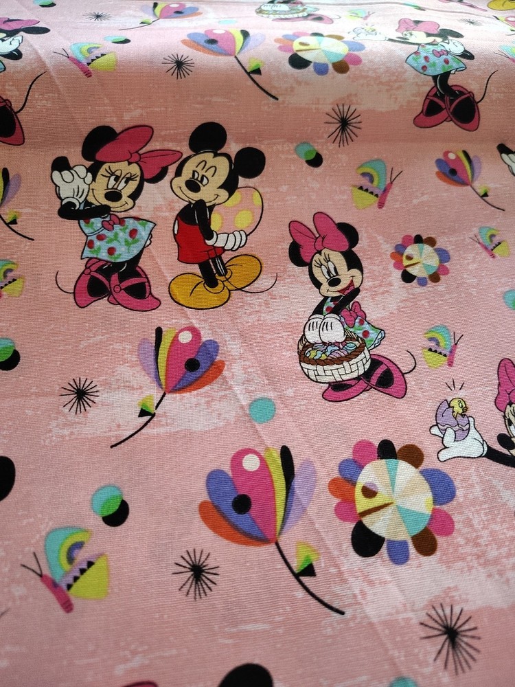 Disney Pink Mickey Minnie Scattered Over Easter Eggs by Springs Creative 1 Yard