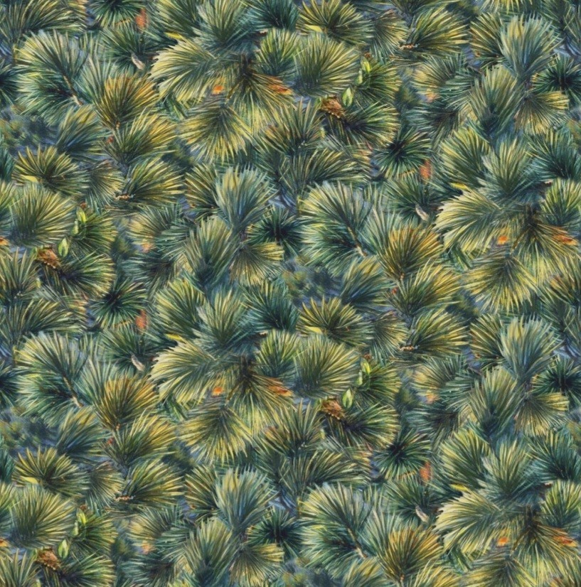 Elizabeth Studio Landscape Medley Green Pine Needle Cotton Fabric by the Yard