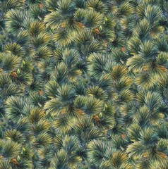 Elizabeth Studio Landscape Medley Green Pine Needle Cotton Fabric by the Yard