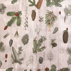 Woodland Pine Foliage Cotton Fabric 44″x36″ Precut Yard Rustic Woodgrain