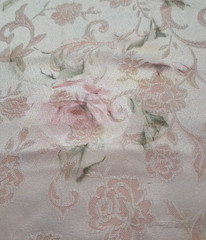 2 3/4 yd x 60″w Polyester Fabric Satiny Pink Floral w/Embossed Design NO STRETCH