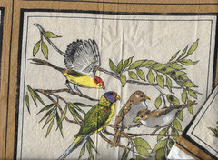 Vintage Piece unused FABRIC signed BIRD LAND all VAT Colors Screenprint 36×30