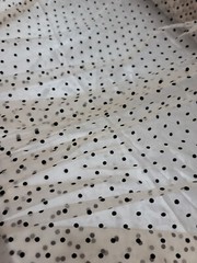 Nude Beige Tulle Velvet Polka dots Fabric For Dress Fabric By The Yard Stretch