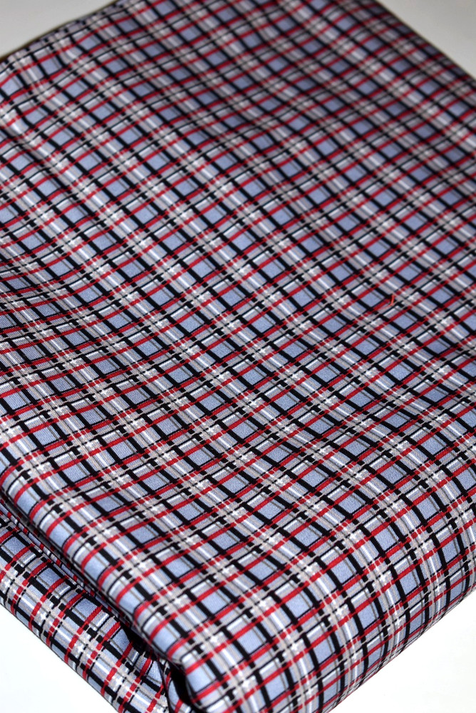 4+ Yards Joann Fabric Plaid Black White Red Blue Quilt Cotton Sewing OOP