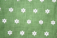 Embroidered White Daisy Linen Cotton Fabric Slub Woven West Germany Green OR Red