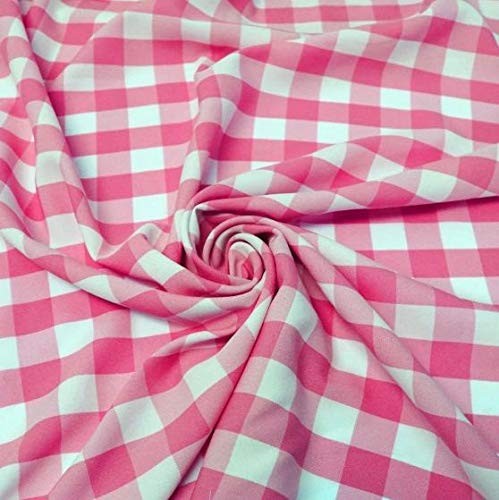 60″ Wide Checkered Gingham Buffalo Check Polyester Poplin Fabric – Fuchsia an…
