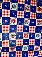 VTG Checkered Garden Cheater Quilt by The Kessler for Concord Fabrics BTFQ