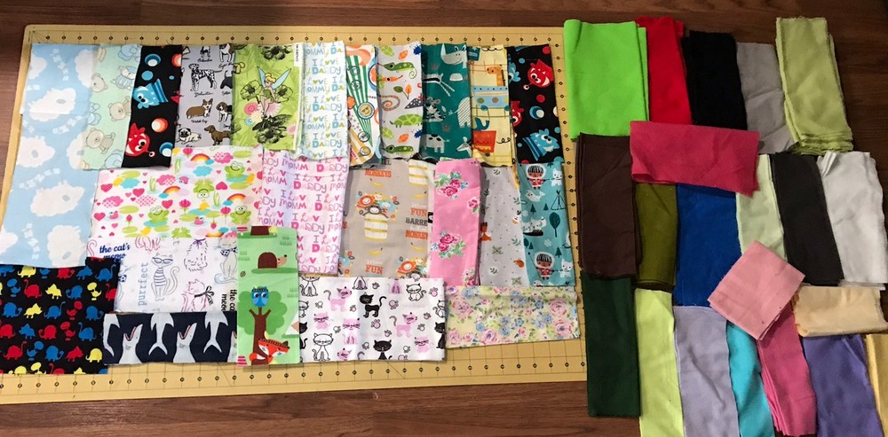 Fabric Scraps 2 Pounds Flannel 43 Different Prints and Solid Pieces #87