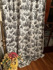 Toile Fabric/Black & White/“Farmland” NOS/2+ Yds Continuous Piece
