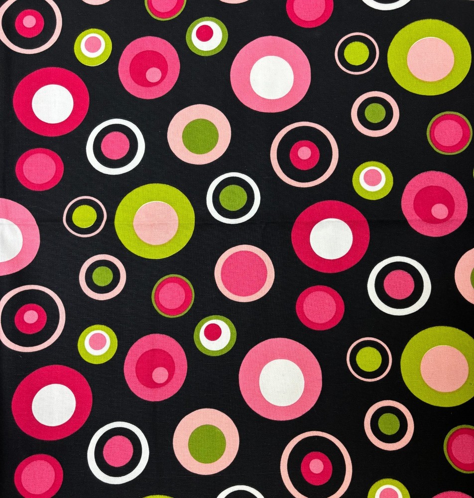 Retro Circles home decor fabric- pink, red, green, white-36″x 56″ and 92″x39″
