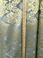 BLUE GOLD Damask Jacquard Brocade Flower Floral Fabric (110 in.) Sold BTY