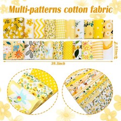 40 Pcs Summer Bee Floral Cotton Jelly Roll Yellow Black Stripe Fabric Strips