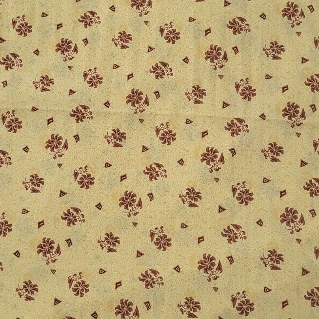 Dazzling Washable Silk Fabric 45 x 150″ / 4+ Yards Yellow Brown Floral READ