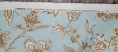 Braemore Blue Brown White Floral Jacobean Cotton Fabric BTY