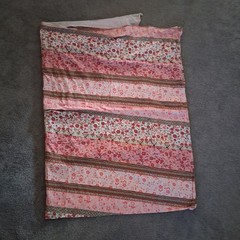 Vintage Style Pink Boho Floral Striped Cotton Knit Fabric 4.6 Yards 58″x168″