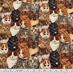 Vintage Robert Kaufman Felines Cats Cotton Fabric by the HALF YARD 18″ x 44″