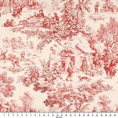 Gorgeous Paris Toile 80’s Vintage Style Red Wine Fabric Sold By The Yard