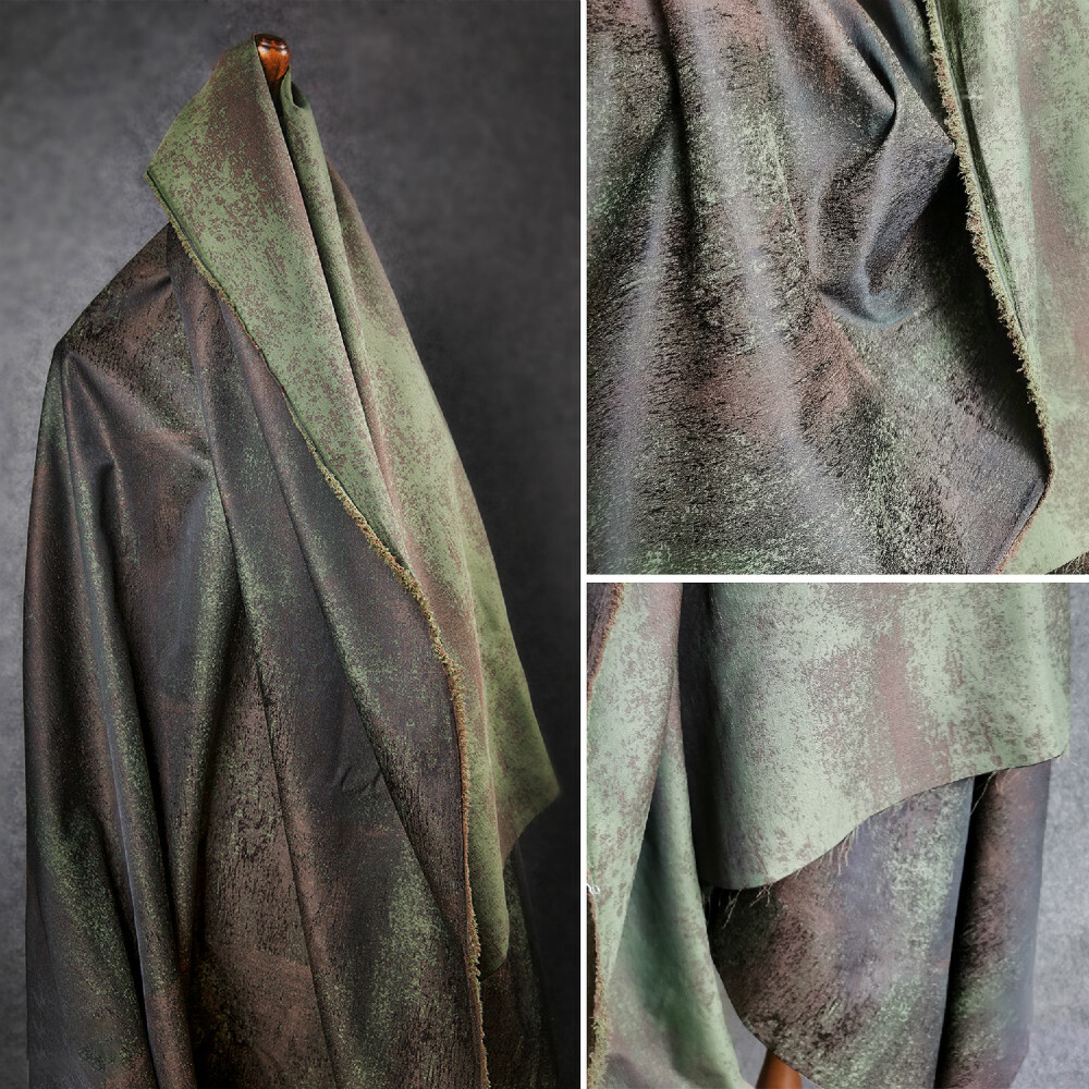 50X128cm Double-sided Green Brown Fabric Sewing Coat Jacket DIY Cloth Craft