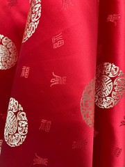 Charley RED GOLD Chinese Luck Brocade Chinese Satin Fabric by the Yard – 10152