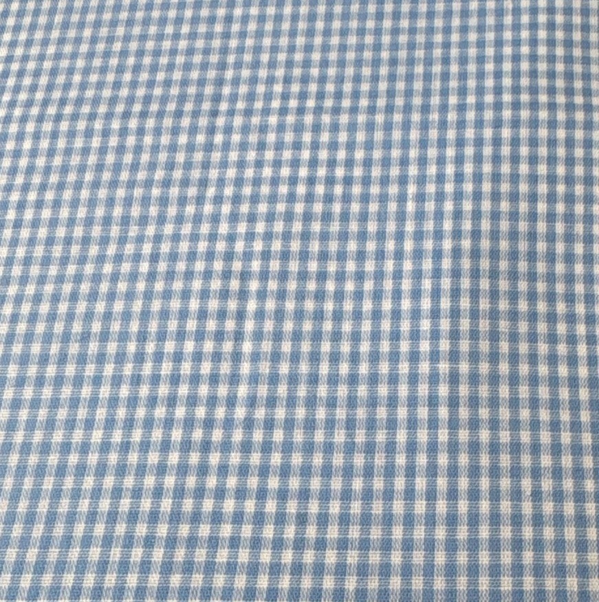 Blue White Gingham Cotton Fabric 1/2 yard x 44″ Sewing Crafting Quilting