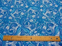 JoAnn Cotton Fabric Blue Teal Floral & Swirls 44″ x 44″