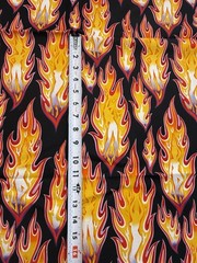 Alexander Henry Fabric Fire Girls 2003 Black 1 Yard Pinup Girls Flames