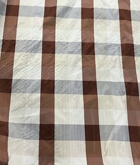 Ivory Brown Gray Plaid 100% silk dupioni fabric 54” wide Sold By The Yard