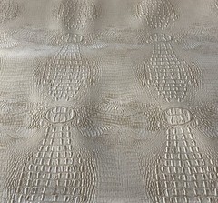 Cream Big Alligator Embossed Faux Vinyl Upholstery Handbag Auto And More
