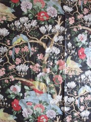 Rockbird GP & J Baker England Cotton Chintz Fabric Birds Floral 61×51 RARE 80’s