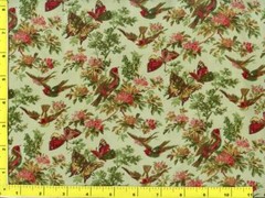 Birds Butterflies & Flowers on Light Green By The Yard CFLGRE02665