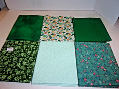VINT/NEW (6) SHADES OF GREEN FQ’S Cotton/Quilt/Sew/Craft Fabric18 X 22 LT134