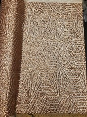 Blush Geometric Sequin Fabric on Mesh 2 Way Stretch “BombShell Sequins”