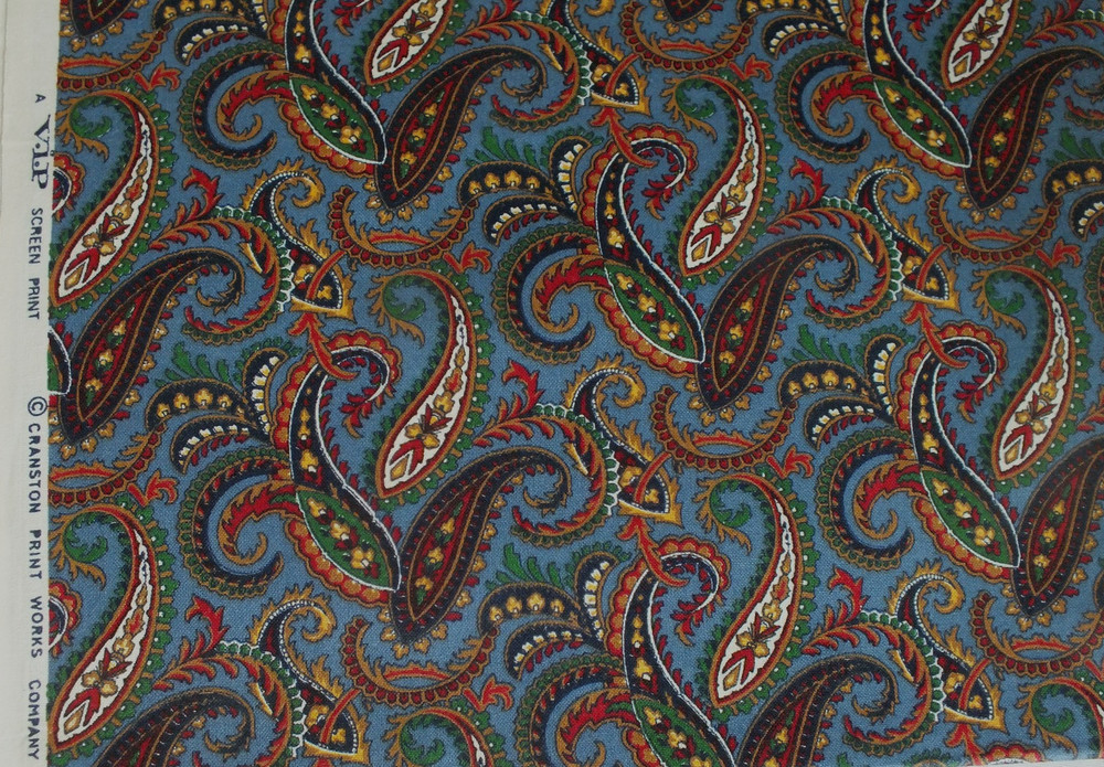 1 yard cotton quilt fabric quilting vintage OOP PAISLEY dark teal VIP Concord
