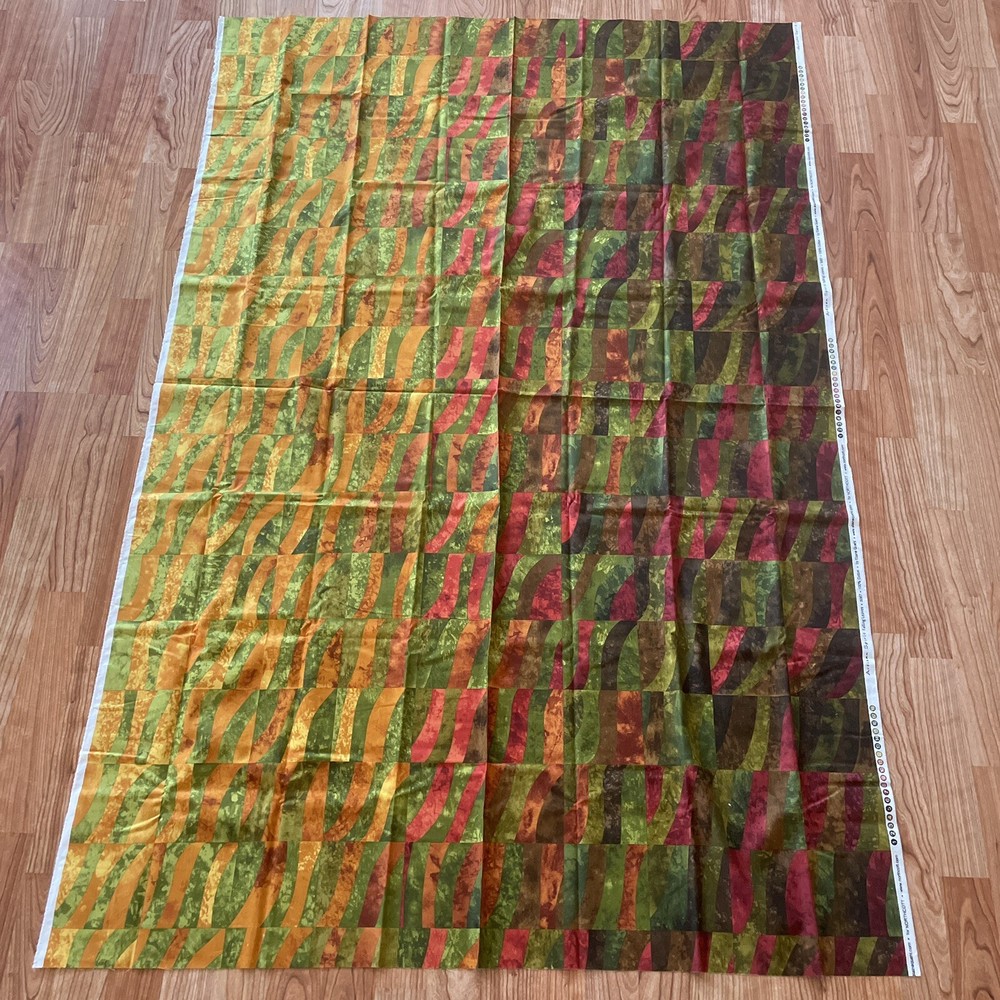 Artisan Spirit Falling Leaves Brown Green Red Orange Block Elaine Quehl 1.8 Yard