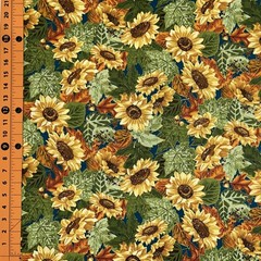 Fabric Traditions | Fall Packed Sunflower & Leaf With Gold | YARD