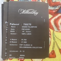 P/K Lifestyles Williamsburg Upholstery Samples 6 Large 27” x 26”Mixed Colors