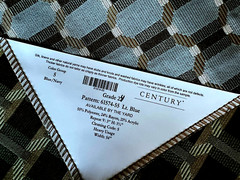 Century Geometric Designer Canvas Upholstery Fabric 17.5 x 21.5″ Blue Gray Beige