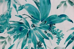 CHIVASSO CURTAIN FABRIC DESIGN Jungle Like 2 METRES TURQUOISE LINEN BLEND