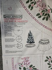 VTG Daisy Kingdom Holly Peppermint Tree Skirt or Tablecloth Fabric Panels