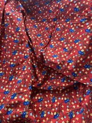 Vintage Tandler Textile Red Blue Floral, 2 1/2 Yards 1991. Heavy