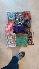 Vintage Fabric remnant lot for crafting,quilting& repurposing.Mostly all cotton.